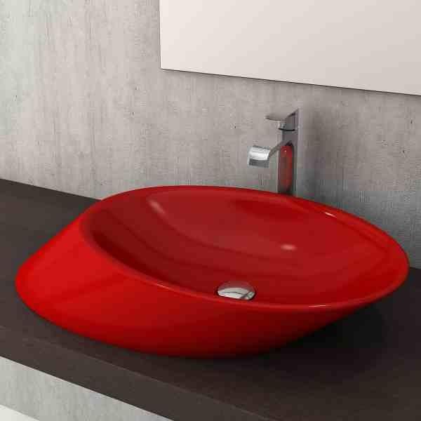 Red Designer Vessel Basin