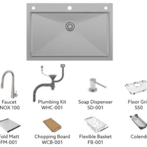 Carysil Waltz 750 SS Kitchen Sink Fully Loaded (30X20X8)