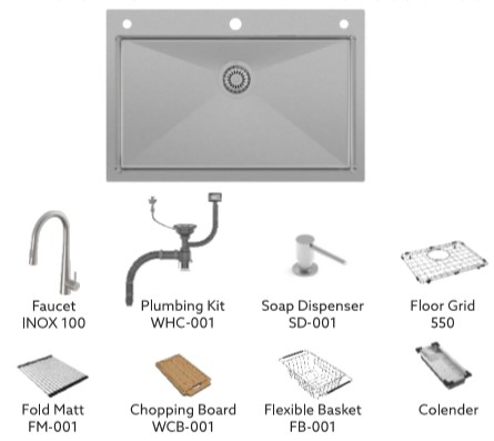 Carysil Waltz 750 SS Kitchen Sink Fully Loaded (30X20X8)