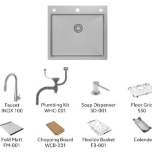 Carysil Waltz 610 SS Kitchen Sink Fully Loaded (24X20X8)