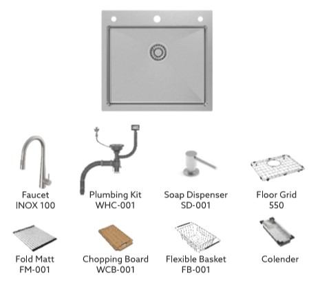 Carysil Waltz 610 SS Kitchen Sink Fully Loaded (24X20X8)