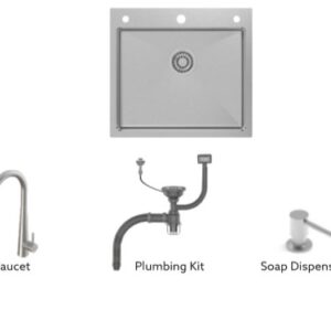 Carysil Waltz 550 SS Kitchen Sink Semi Loaded (22X20X8)
