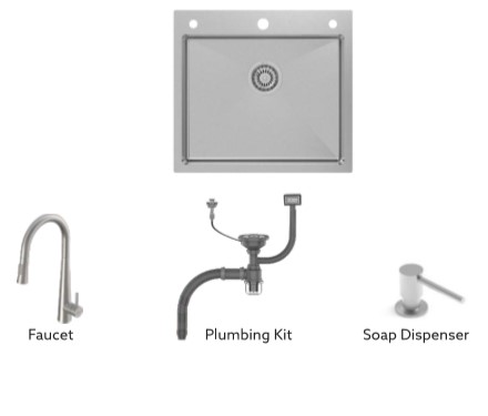 Carysil Waltz 550 SS Kitchen Sink Semi Loaded (22X20X8)