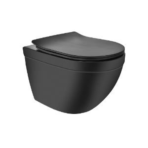 Rimless, Blind Installation Wall Hung WC - Black Matt