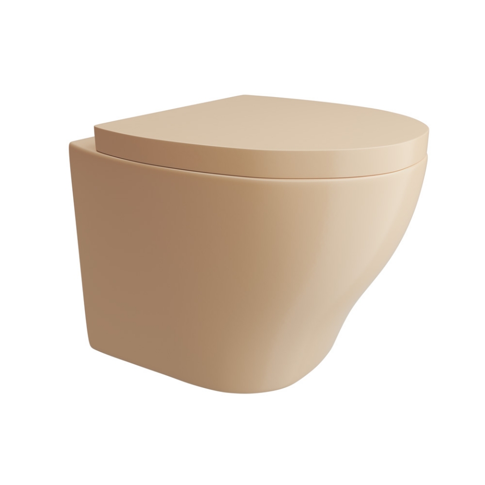Rimless, Blind Installation Wall Hung WC - Beige Matt