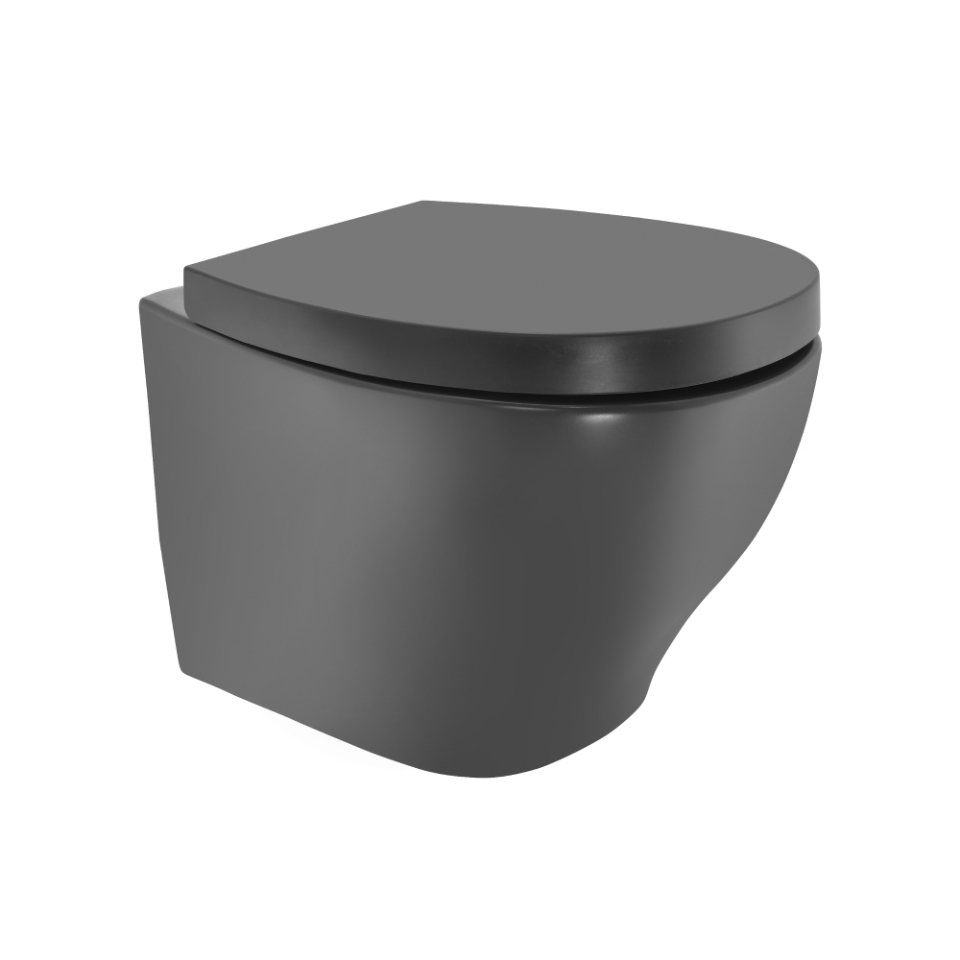 Rimless, Blind Installation Wall Hung WC - Grey Matt