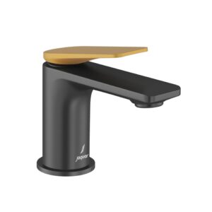 Single Lever Basin Mixer - Lever: Gold Matt PVD | Body: Black Matt