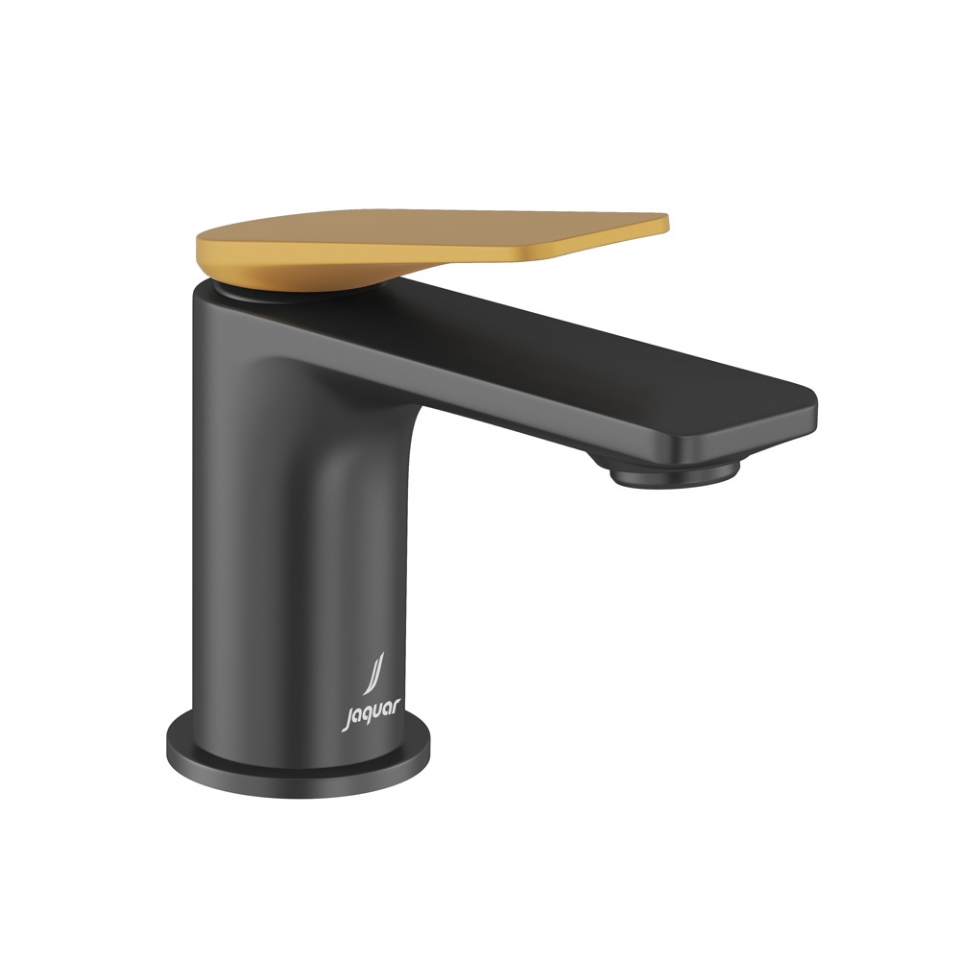 Single Lever Basin Mixer - Lever: Gold Matt PVD | Body: Black Matt