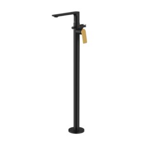 Exposed Parts of Floor Mounted Single Lever Bath Mixer - Lever: Gold Matt PVD | Body: Black Matt