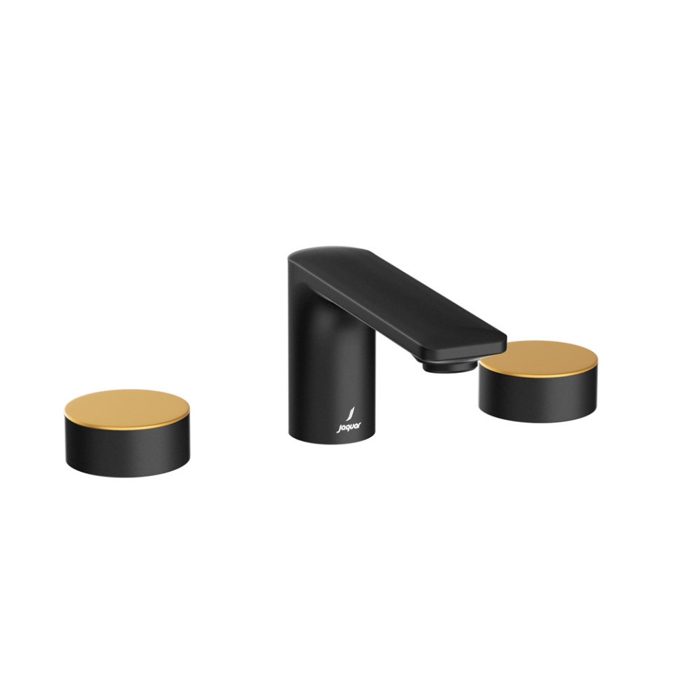 3-Hole Basin Mixer - Lever: Gold Matt PVD | Body: Black Matt