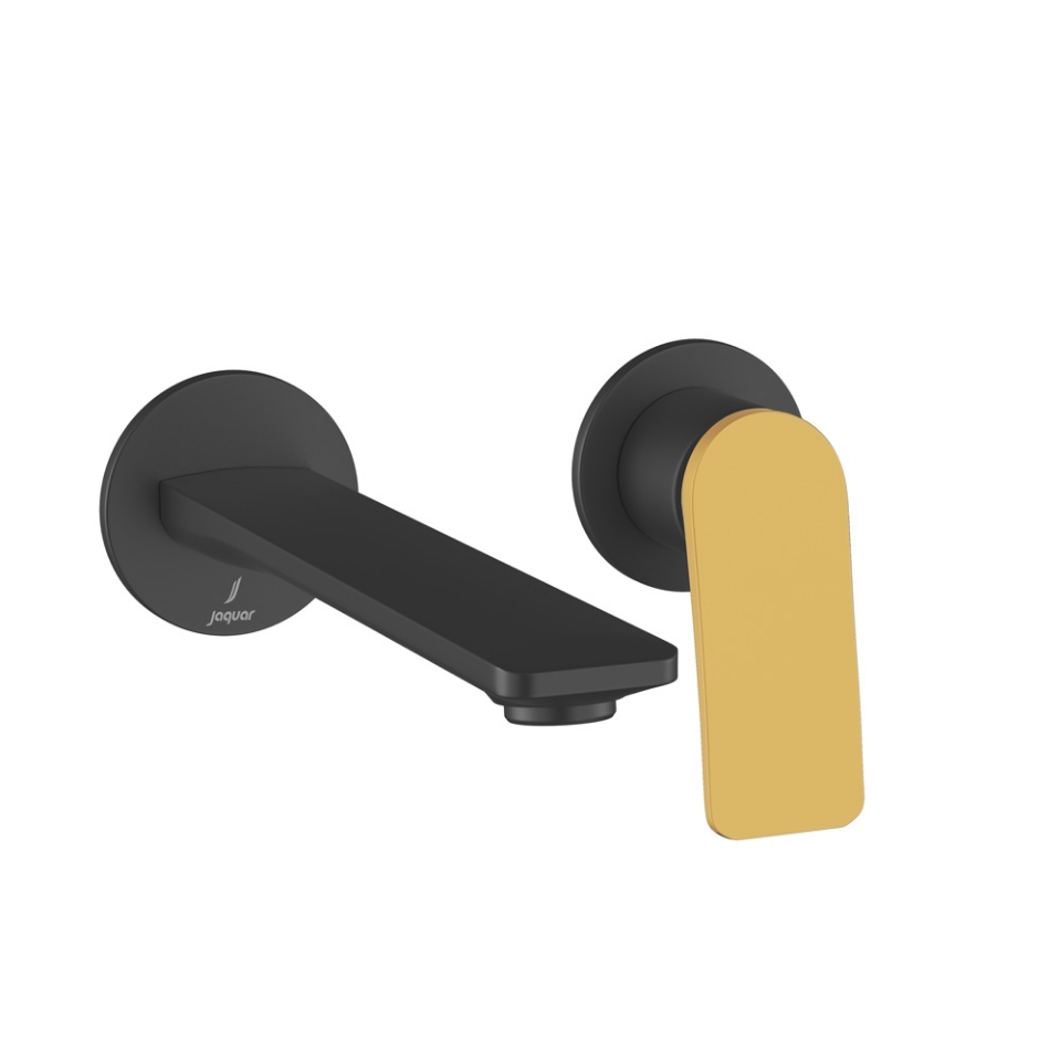 Exposed Parts kit of Single Lever Basin Mixer Wall Mounted - Lever: Gold Matt PVD | Body: Black Matt