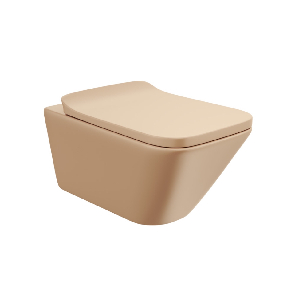 Rimless Blind Installation Wall Hung WC - Beige Matt