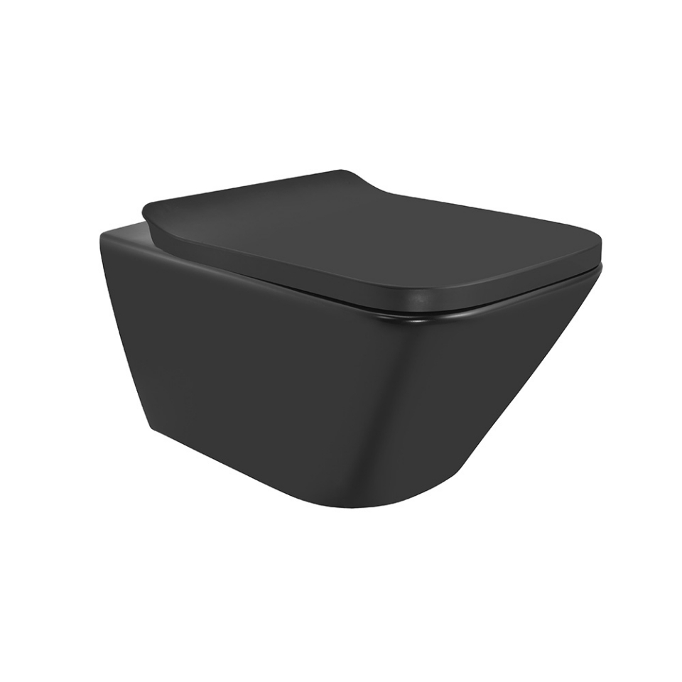 Rimless Blind Installation Wall Hung WC - Black Matt