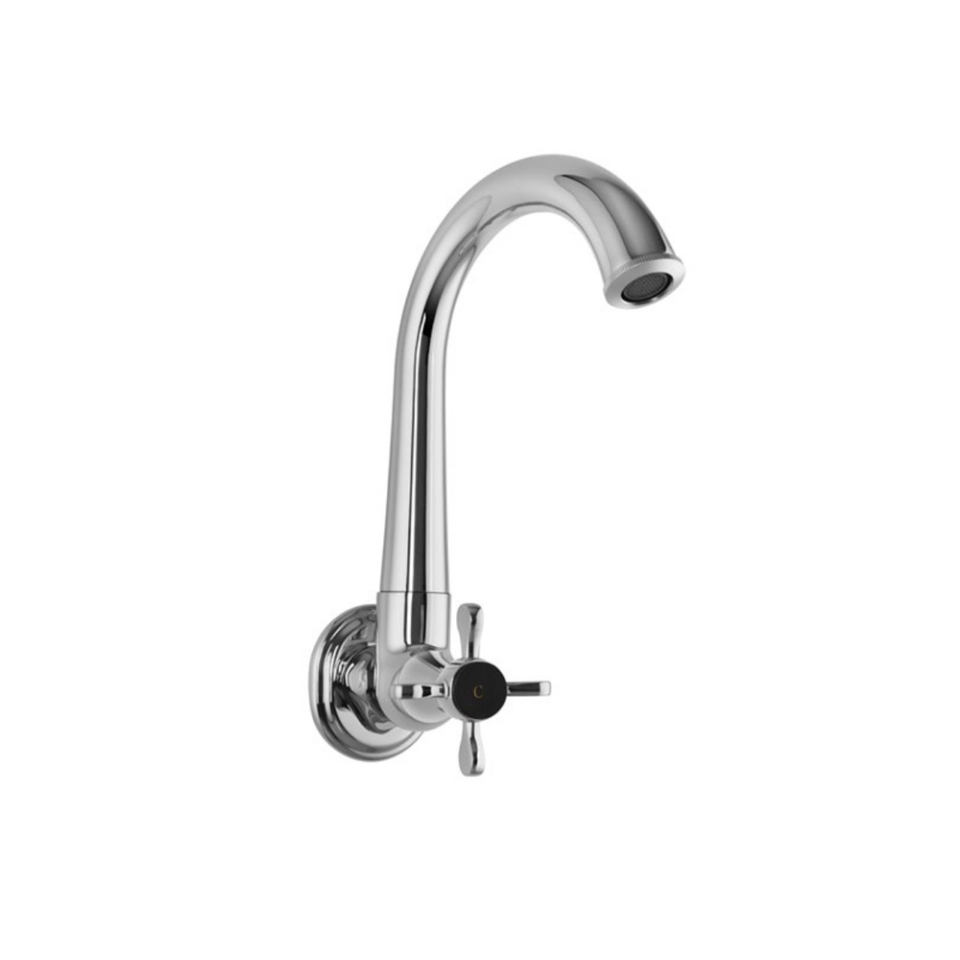 Sink Cock with Regular Swinging Spout (Wall Mounted Model) with Wall Flange