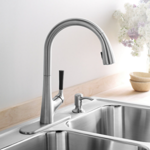 Malleco™ Pull-down kitchen sink faucet with two-function sprayhead and soap dispenser