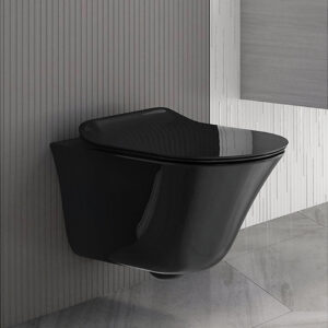 Vive wall hung toilet bundle in Black
