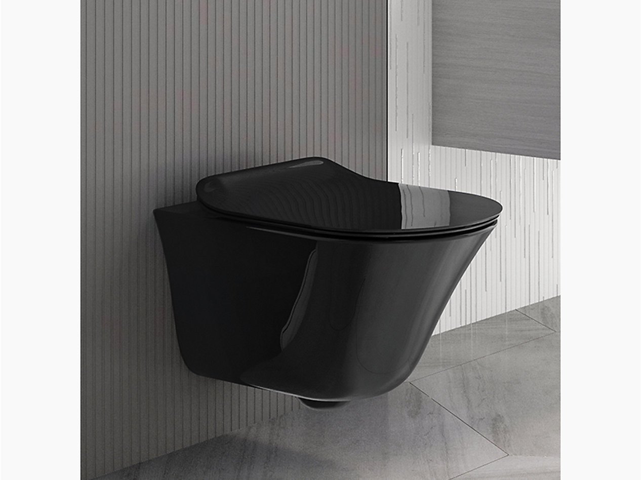 Vive wall hung toilet bundle in Black