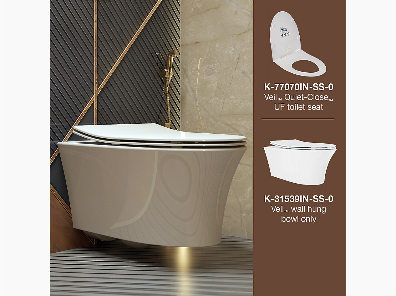 Veil wall hung toilet bundle in White