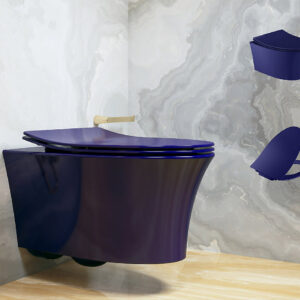 Veil wall hung toilet bundle in Indigo