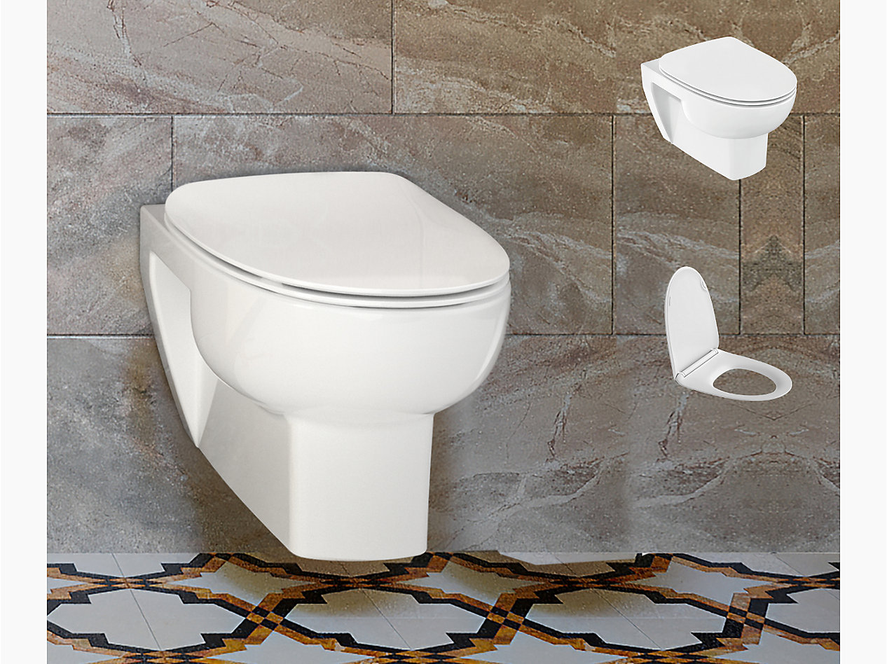 Reach wall hung toilet bundle in White