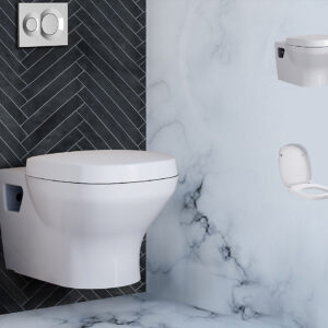 Freelance round wall hung toilet bundle in White
