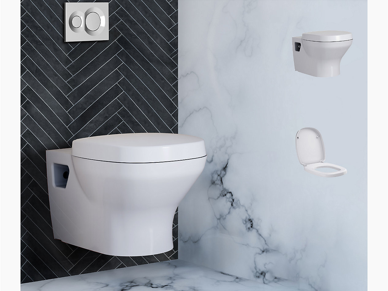Freelance round wall hung toilet bundle in White