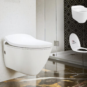 Presquile wall hung toilet bundle in White