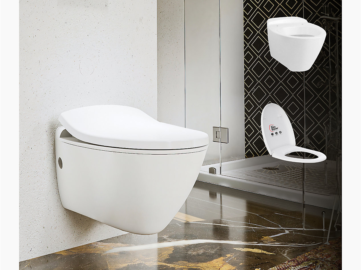 Presquile wall hung toilet bundle in White