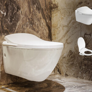 Presquile wall hung with pureclean toilet bundle in White