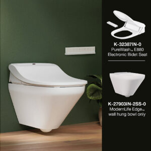 ModernLife Edge wall hung bowl with Purewash electronic E880 seat bundle