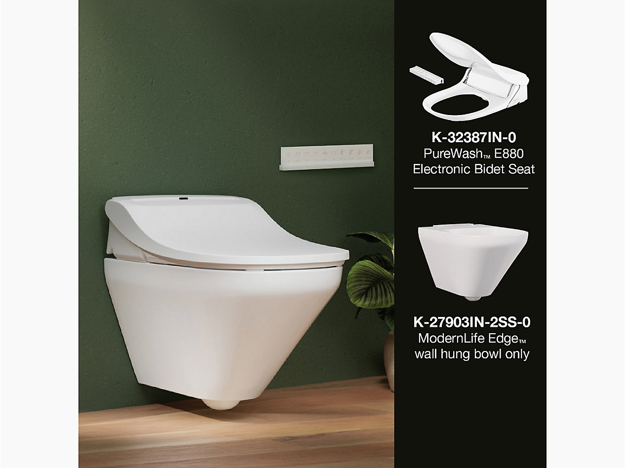 ModernLife Edge wall hung bowl with Purewash electronic E880 seat bundle