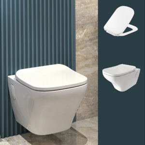 APT Square complete wall hung toilet bundle in White