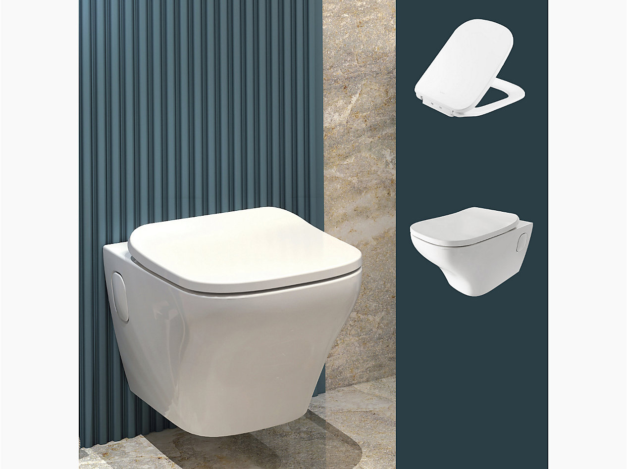 APT Square complete wall hung toilet bundle in White