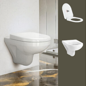 Span Round complete wall hung toilet bundle in White