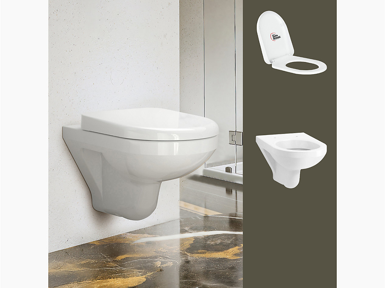 Span Round complete wall hung toilet bundle in White