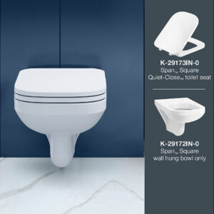 Span square wall hung toilet bundle in White