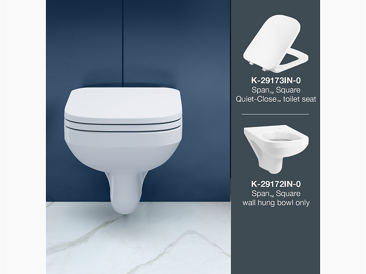 Span square wall hung toilet bundle in White