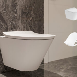 Brazn round wall hung toilet bundle in White